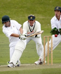 Mid Canterbury batsman Ben Ward plays the ball