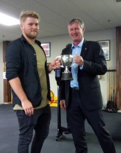 Glen Drake with the Rex Bowden Cup, best player under 23