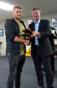 Glen Drake receives the Phil d'Auvergne Trophy