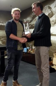Glen Drake receives Daily Freightways One Day Trophy on behalf of Temuka