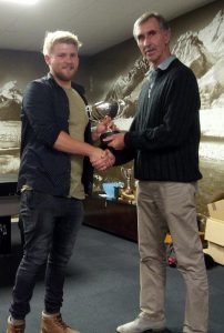 Glen Drake receives Tweedy Cup on behalf of Temuka