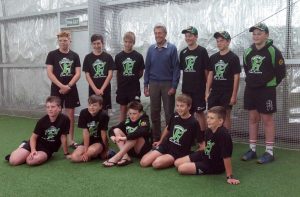 The South Canterbury team with Patron John Ward before leaving for tournament.